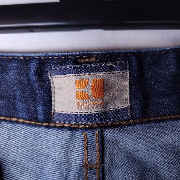 Hugo Boss Jeans Mens 31/32 Dark Wash Orange Regular Fit Button Fly - Picture 6 of 16